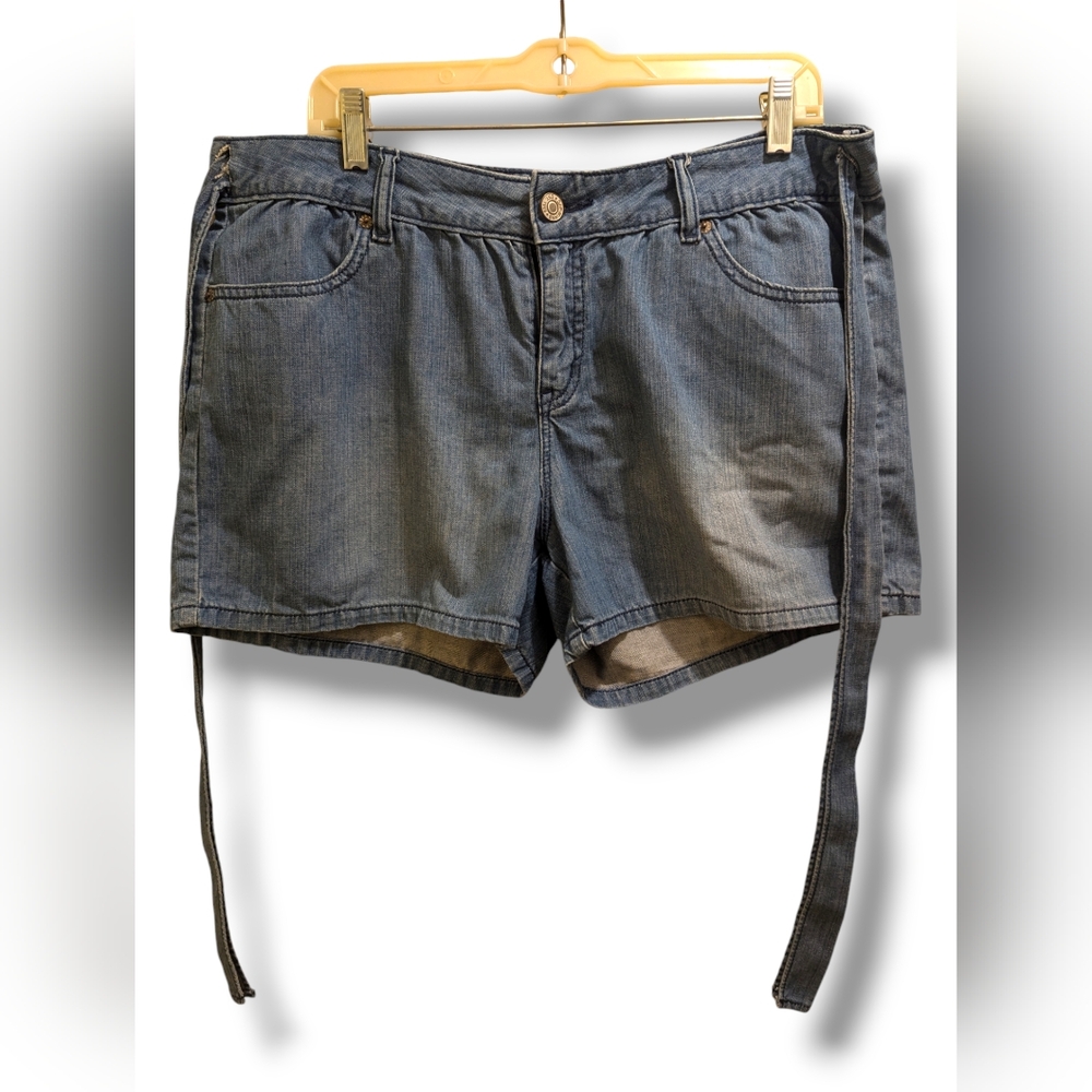 Gap Tie Belt Denim Medium Blue Jean Shorts High Rise Retro- 14 - Picture 2 of 13